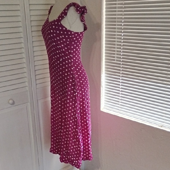 LOFT Pink Polka Dot Midi Dress - Picture 4 of 7
